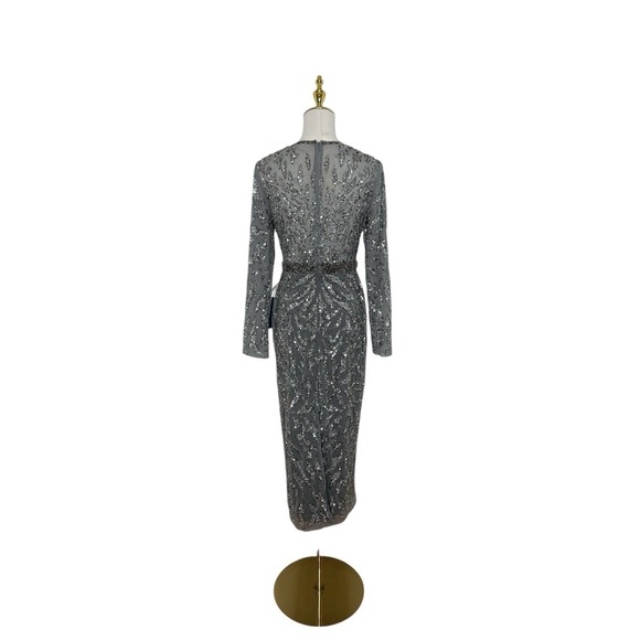 Mac Duggal Dress 5521 Platinum Embellished Sheath Dress Size 4 $498 - Picture 4 of 6